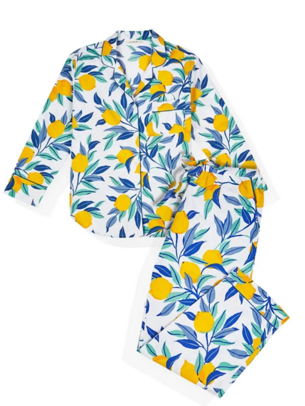 Printfresh Sz. M Lemon Zest 100% Organic Cotton Long PJ Set
